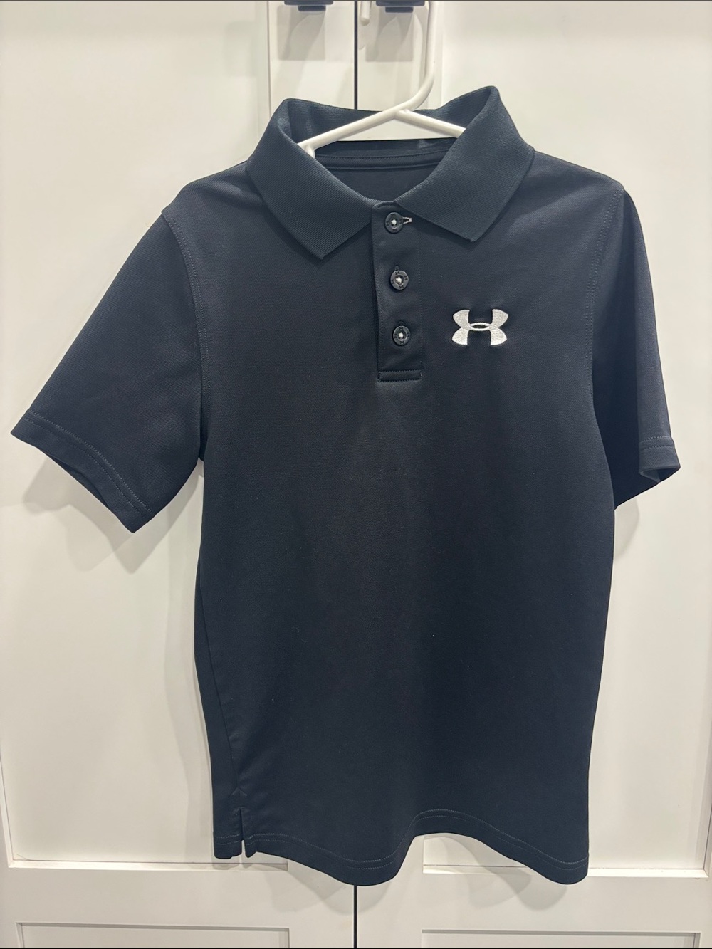 Under Armour Kids Black Polo with White Logo